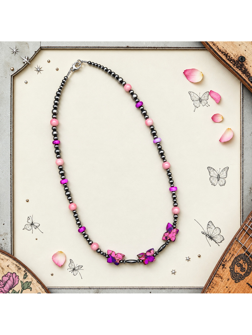 Heartsong Pink Mohave Butterfly Necklace